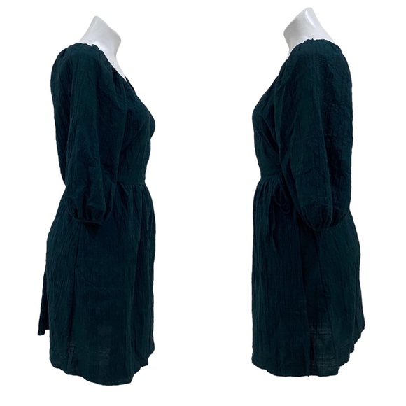 A NEW DAY wrap around casual green mini dress - sz MEDUIM - BOHO casual hippie - Picture 3 of 15